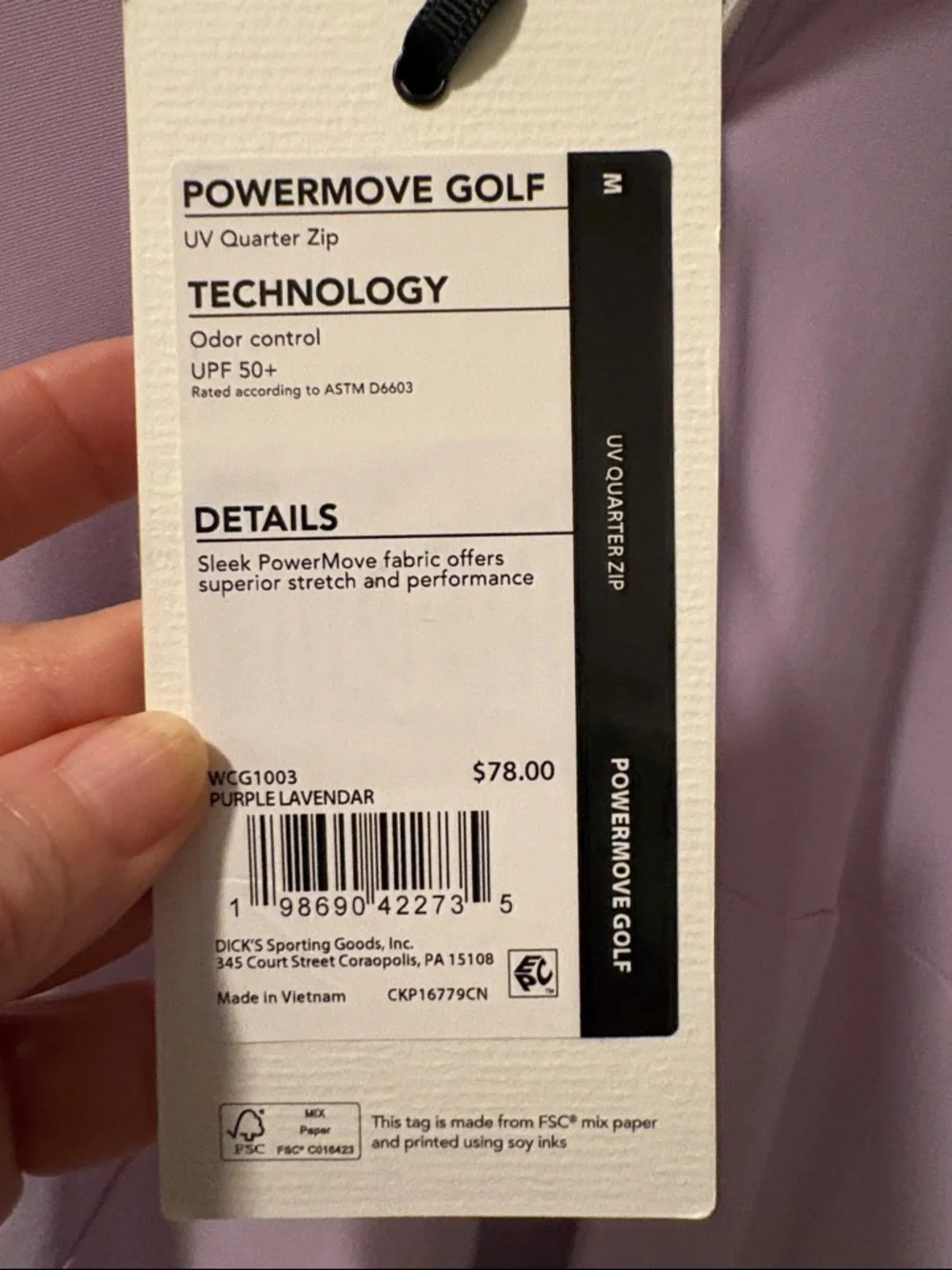 NWT Calia Powermove Golf UV Quarter Zip - Size Medium - Picture 3 of 6
